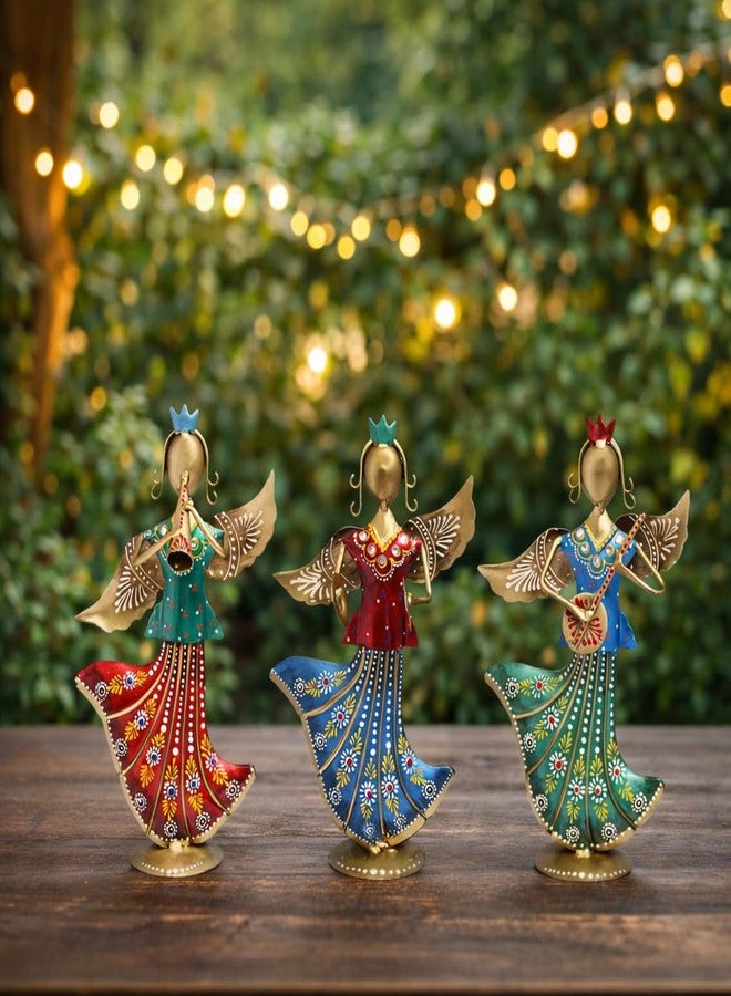 GUNENDRA Crafts Metal Rajasthani Musicians Item Showpiece - Decorative Items for Home | Gift Items | Showpieces | Table Decorative Items (16X7X25 Cm), Multi Colour, Music - Image 2
